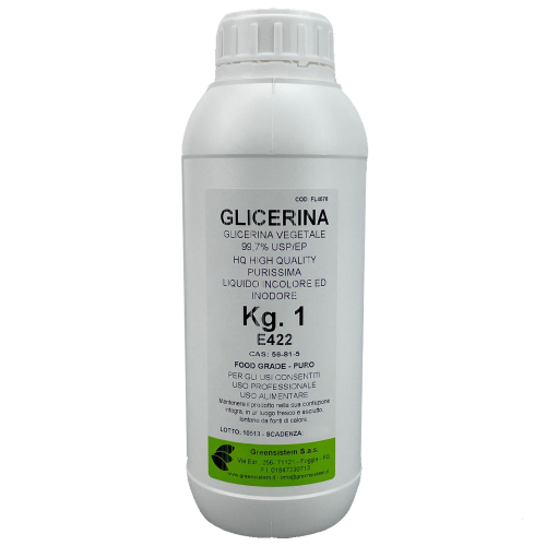 KG.1 GLICERINA ALIMENTARE Glicerolo Vegetale purissimo in soluzione 99,5%  E422